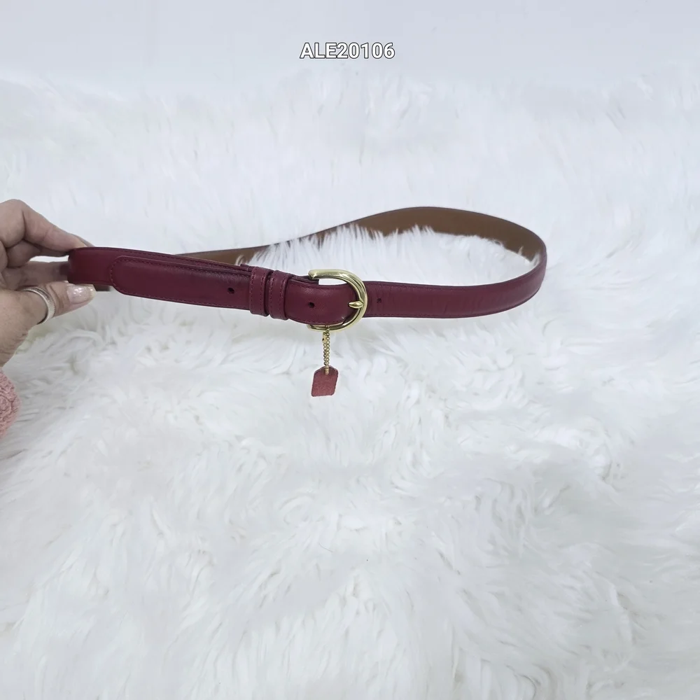 Coach Women's Large Leather Belt 8400 burgundy red color classic